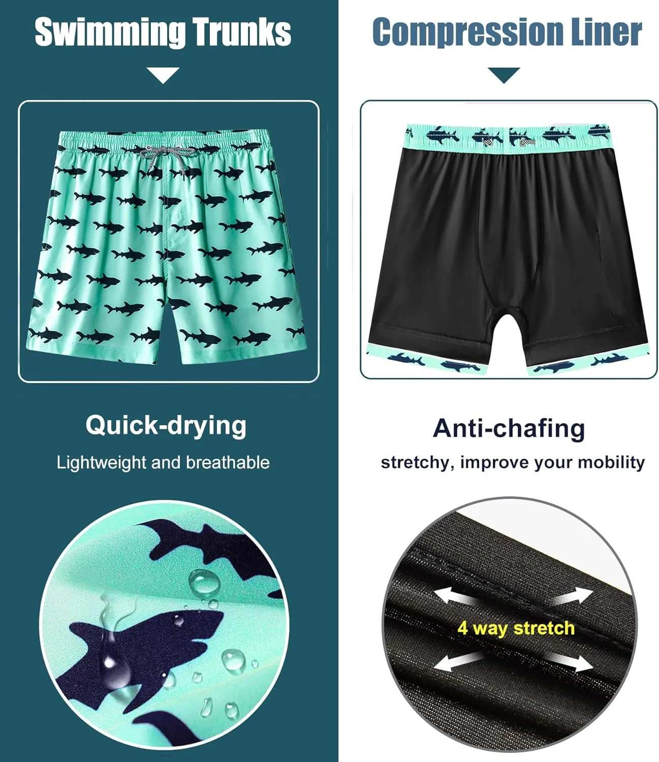APTRO Men's Swim Trunks with Compression Liner 5 Inch Bathing Suit Beach Swimsuits