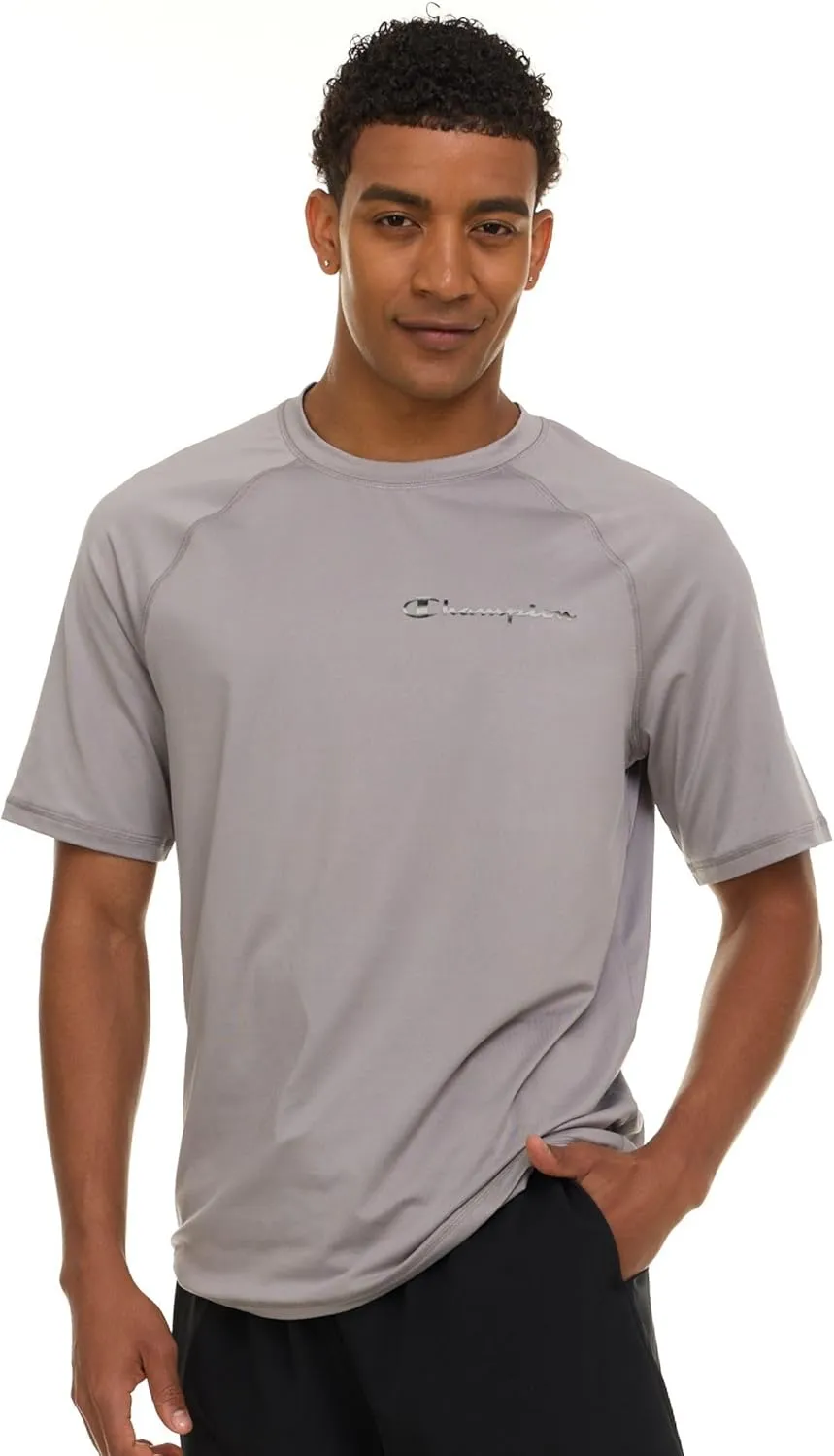 Champion Rash Guard for Men Short Sleeve, Mens Swim Shirt, Sun Shirt UPF  50 UV Protection, SPF Quick Drying Rashguard