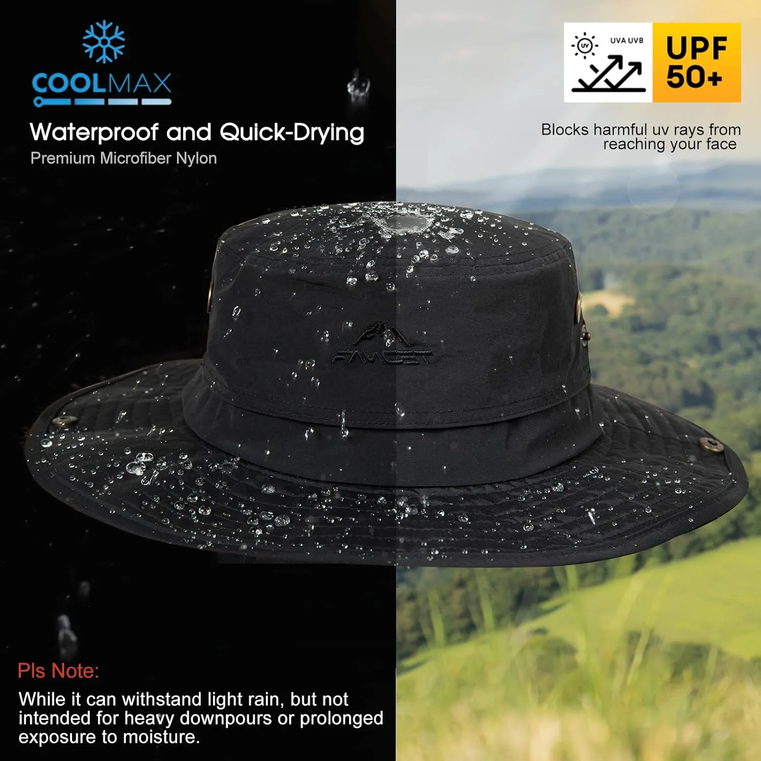 Comhats Oversized XL XXL Waterproof UPF50  Neck Flap Protection Cover Wide Brim Golf Packable Sun Hats for Men