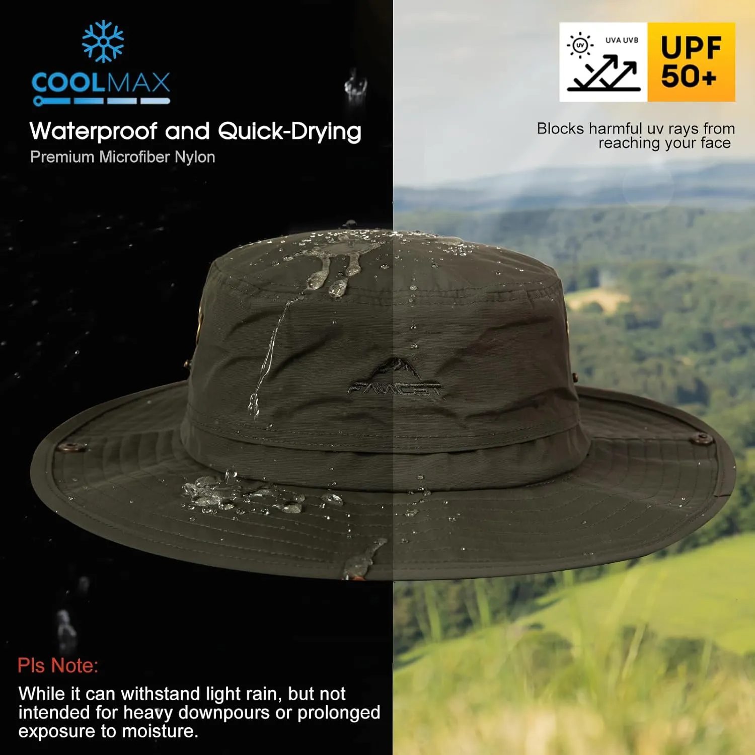 Comhats Oversized XL XXL Waterproof UPF50  Neck Flap Protection Cover Wide Brim Golf Packable Sun Hats for Men