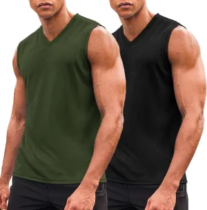 COOFANDY Men's 3 Pack Workout Tank Tops Gym Sleeveless Shirts V Neck Bodybuilding Muscle Tee Shirt
