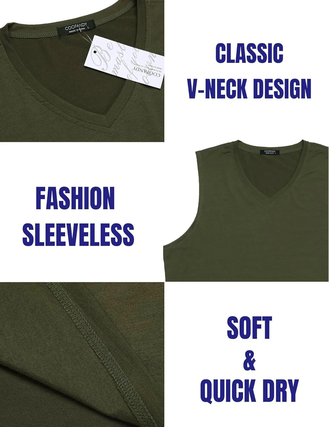 COOFANDY Men's 3 Pack Workout Tank Tops Gym Sleeveless Shirts V Neck Bodybuilding Muscle Tee Shirt