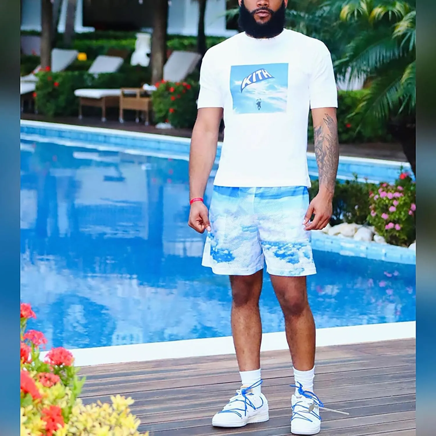 DIOTSR Mens Skyline Graphic Shorts Casual Streetwear Cool Basketball Shorts Running Workout Shorts with Pockets
