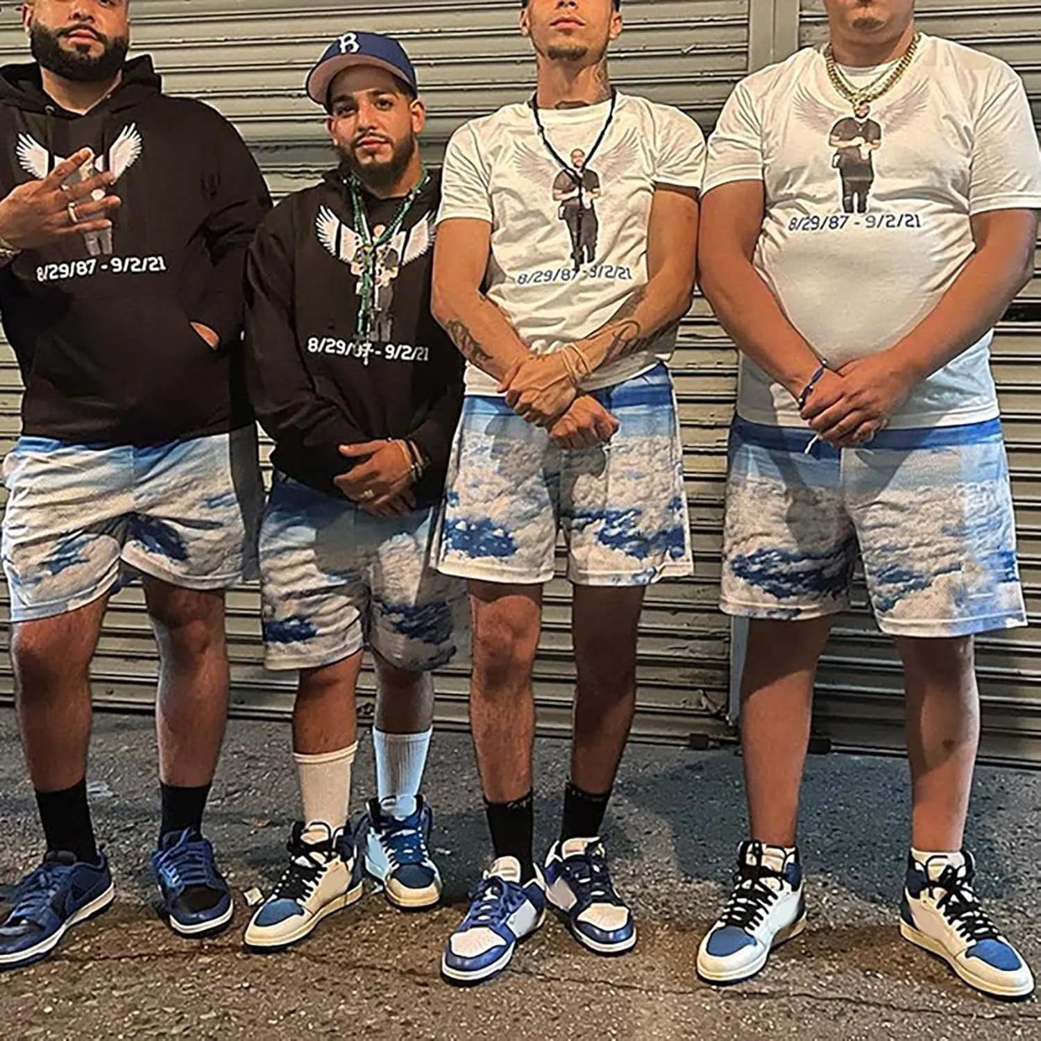 DIOTSR Mens Skyline Graphic Shorts Casual Streetwear Cool Basketball Shorts Running Workout Shorts with Pockets