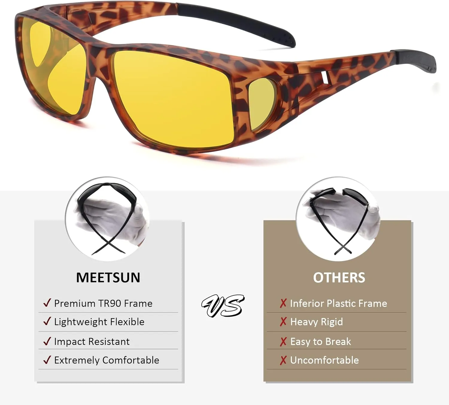 MEETSUN Fit Over Glasses Sunglasses for Men Women,Wrap Around Sunglasses Polarized UV400 Protection