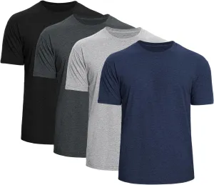 Men's Cotton Crew Neck T-Shirts 4-Pack - Soft Short Sleeve Basic Tees, Comfortable Classic Fit Jersey Shirts for Men