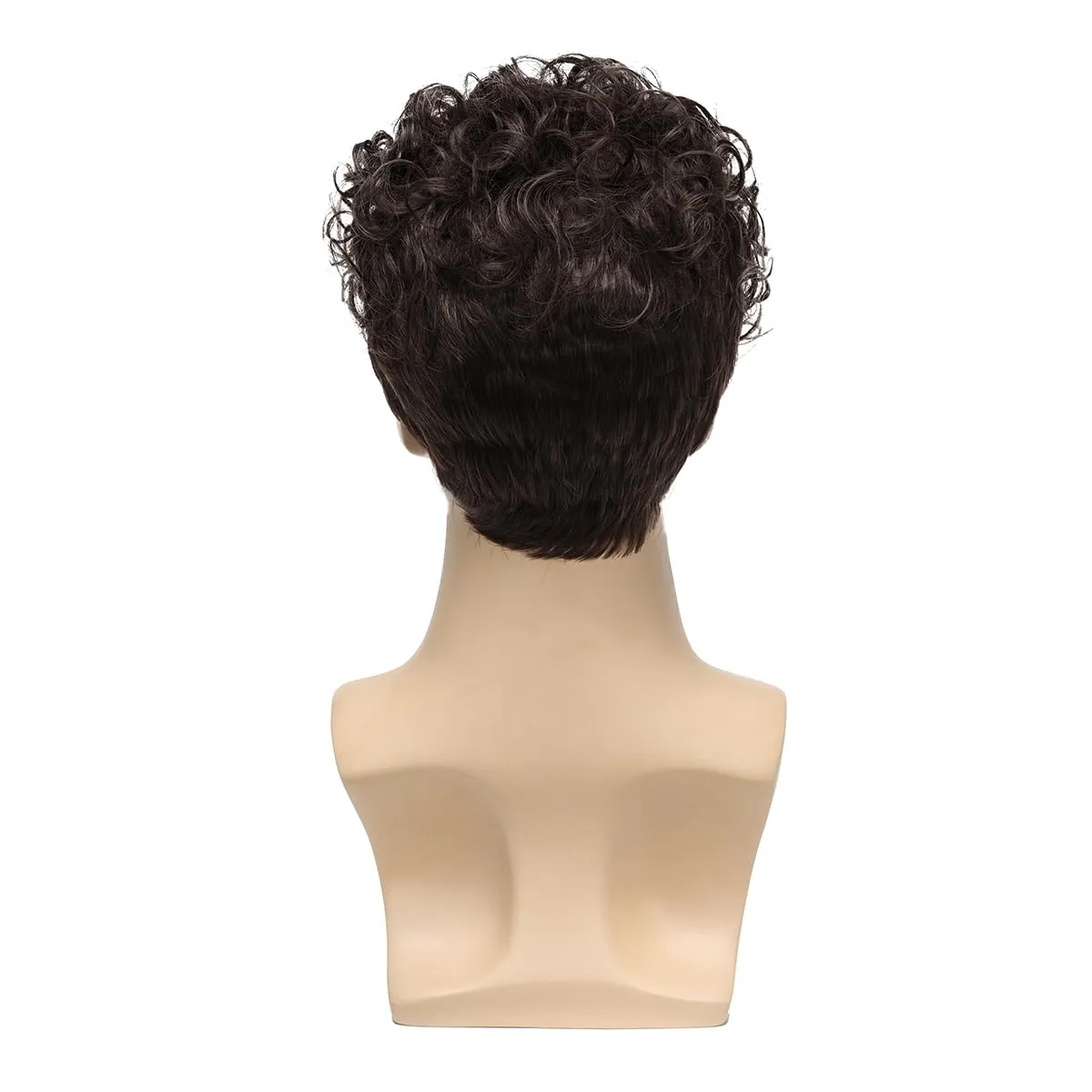 Mens Curly Wigs Dack Brown Short Wig,Synthetic Heat Resistant Costume Wig Mens Daily Cosplay Party Halloween