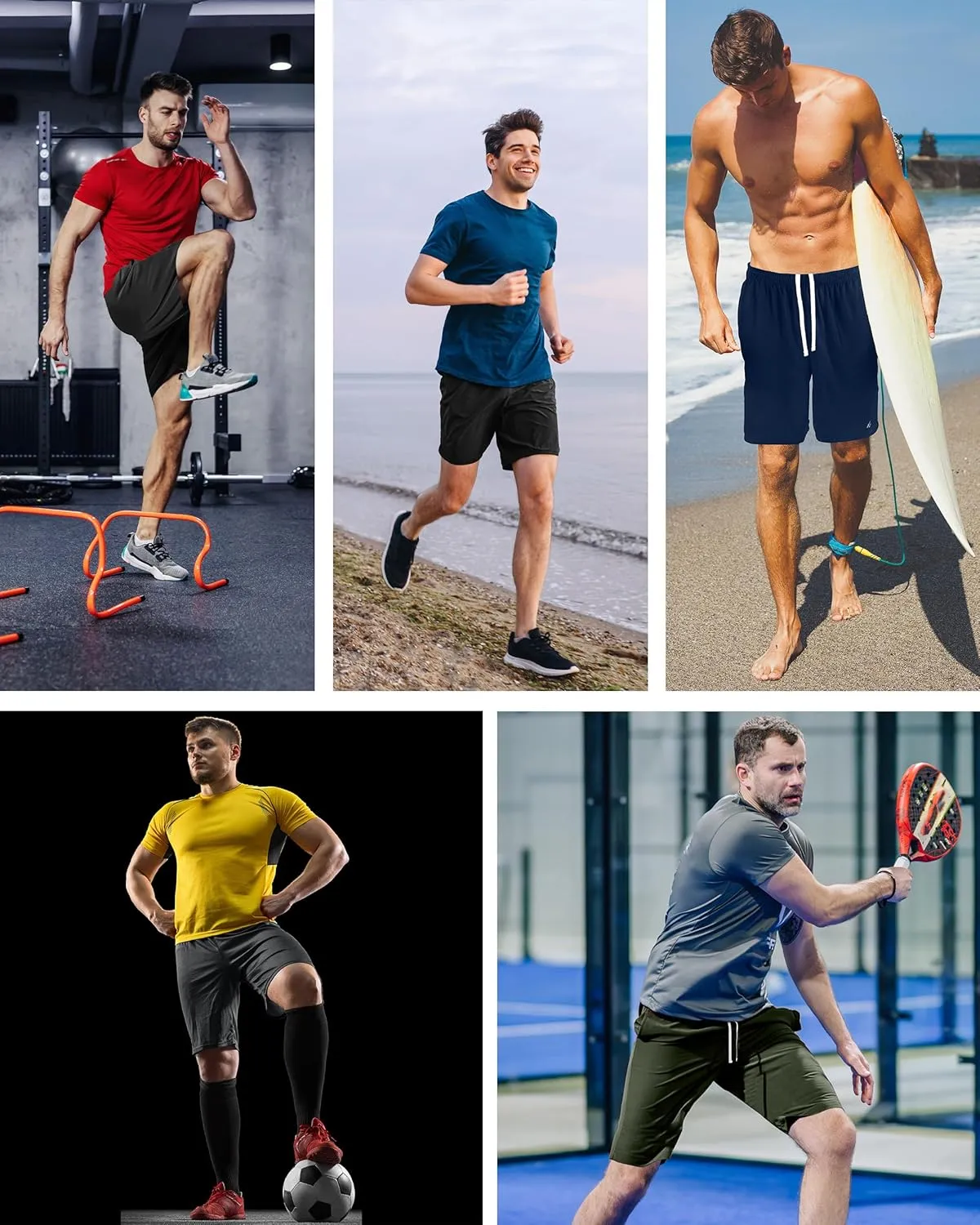 NY Threads 5 Pack Men's Athletic Shorts Quick Dry Loose-Fit Lightweight Running Workout Gym Shorts with Pockets