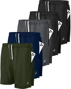 NY Threads 5 Pack Men's Athletic Shorts Quick Dry Loose-Fit Lightweight Running Workout Gym Shorts with Pockets