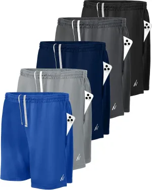 NY Threads 5 Pack Men's Athletic Shorts Quick Dry Loose-Fit Lightweight Running Workout Gym Shorts with Pockets
