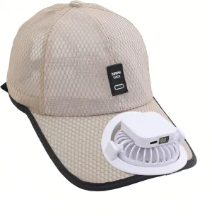 Solar Fan Hat, Mesh Baseball Cap with Solar Fan, Summer UV Protection Sun Hat, Solar Powered/USB Charging Fan Cap