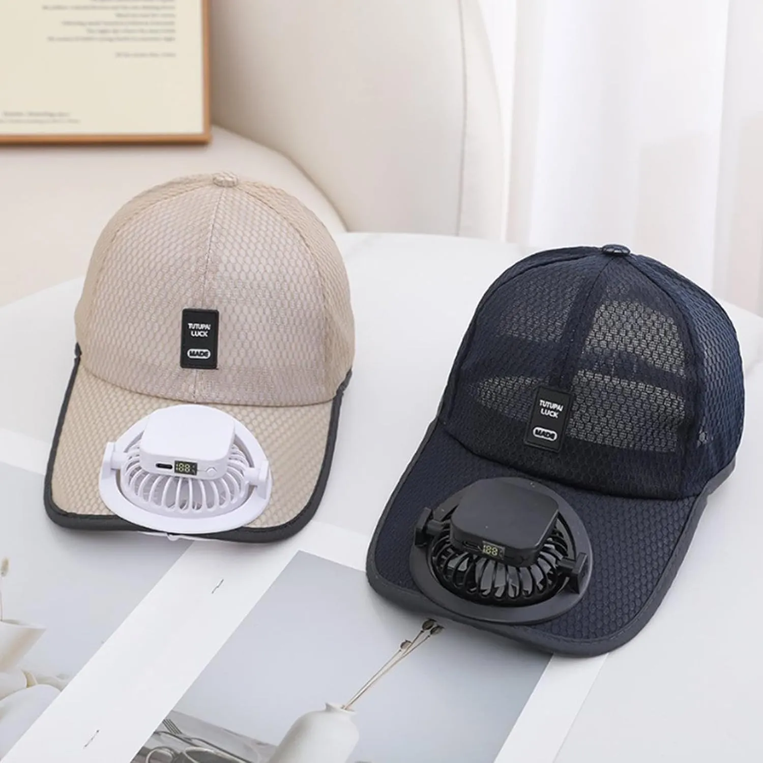 Solar Fan Hat, Mesh Baseball Cap with Solar Fan, Summer UV Protection Sun Hat, Solar Powered/USB Charging Fan Cap